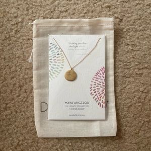 DOGEARED "Maya Angelou" Nothing Can Dim The Light Quote Round Gold 18” Necklace